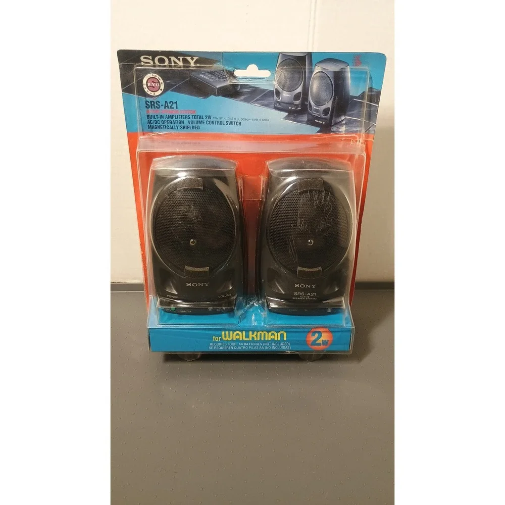 Sony SRS-A21 Active Speaker System for Walkman Black Vintage 1995 2W Portable